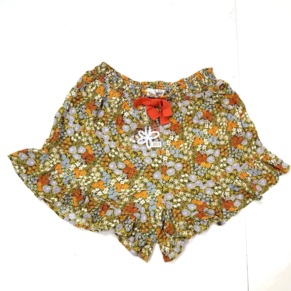 New Matilda Jane 435 Bow Floral Ruffle Hem Shorts Girl 16 XL Rayon Boho Festival